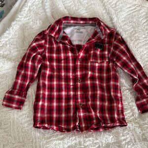 3t Calvin Klein, red plaid, long sleeve, button-down shirt EUC